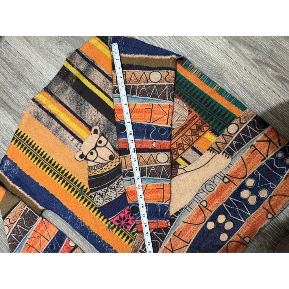 Women Wool Cotton Sweater L Oversized Polar Bear Knitting Graphic Novelty Orange - Picture 9 of 12
